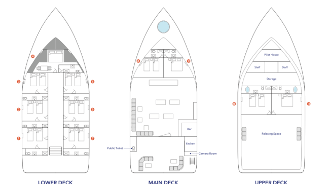 M/V BLUE - Cabin layout